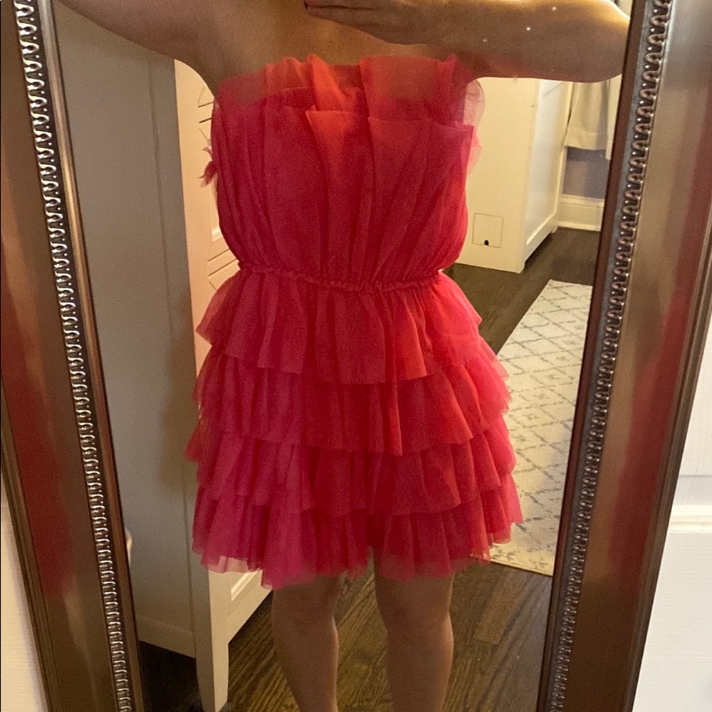 Elegant Pink Ruffle Mini Dress